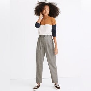 Madewell Trousers Houndstooth Pleated Slouchy Preppy Pants 10 Academia Old Money